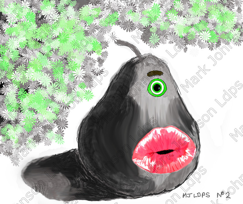 Cyclops Pear 
 My second drawing that started as a pear and then evolved 
 Keywords: pear, drawing, creation, photoshop, art, artistic, tablet painting