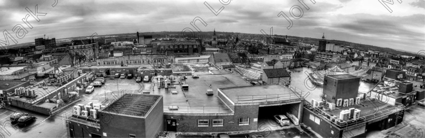 Northampton Panoramic tonemapped HCBW 
 A panoramic image of 5 images stitched together to create one panorama 
 Keywords: earth curve, elevated image of northampton, northampton, northampton town centre from above, northants, panorama